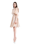 Phillipa Silk Organza Dress w/ Silk Chiffon Cape