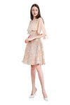 Phillipa Silk Organza Dress w/ Silk Chiffon Cape