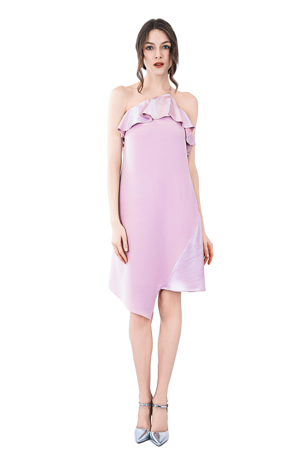 Roswyn Asymmetric One-Shoulder Satine Dress