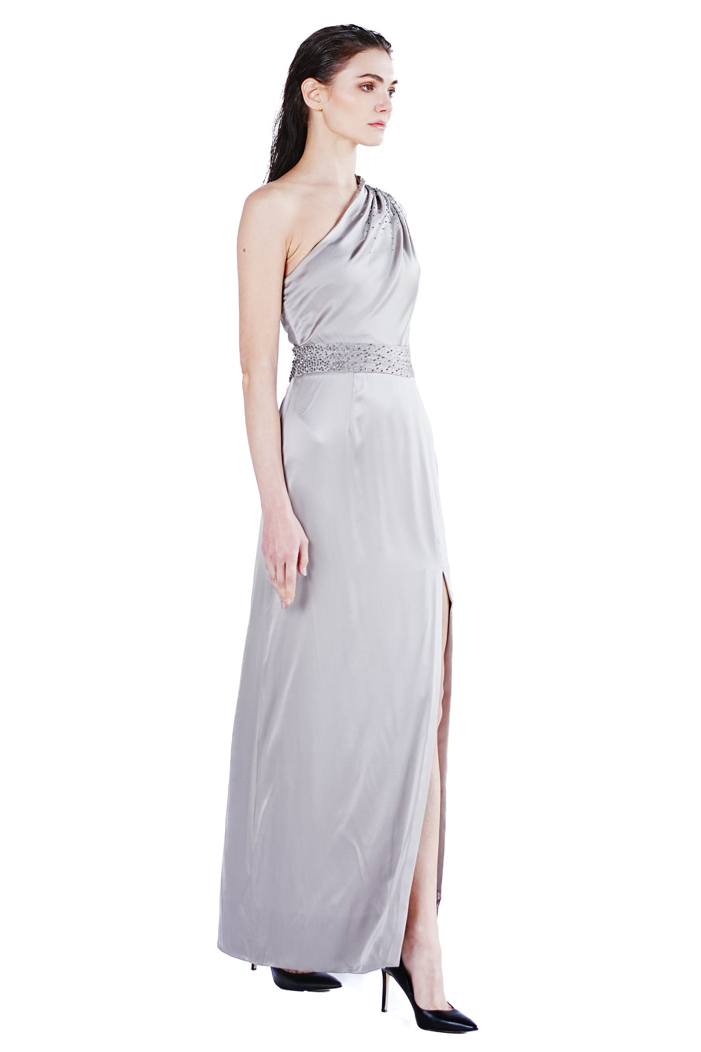 Voskaya One-shoulder Silk Charmeuse Gown