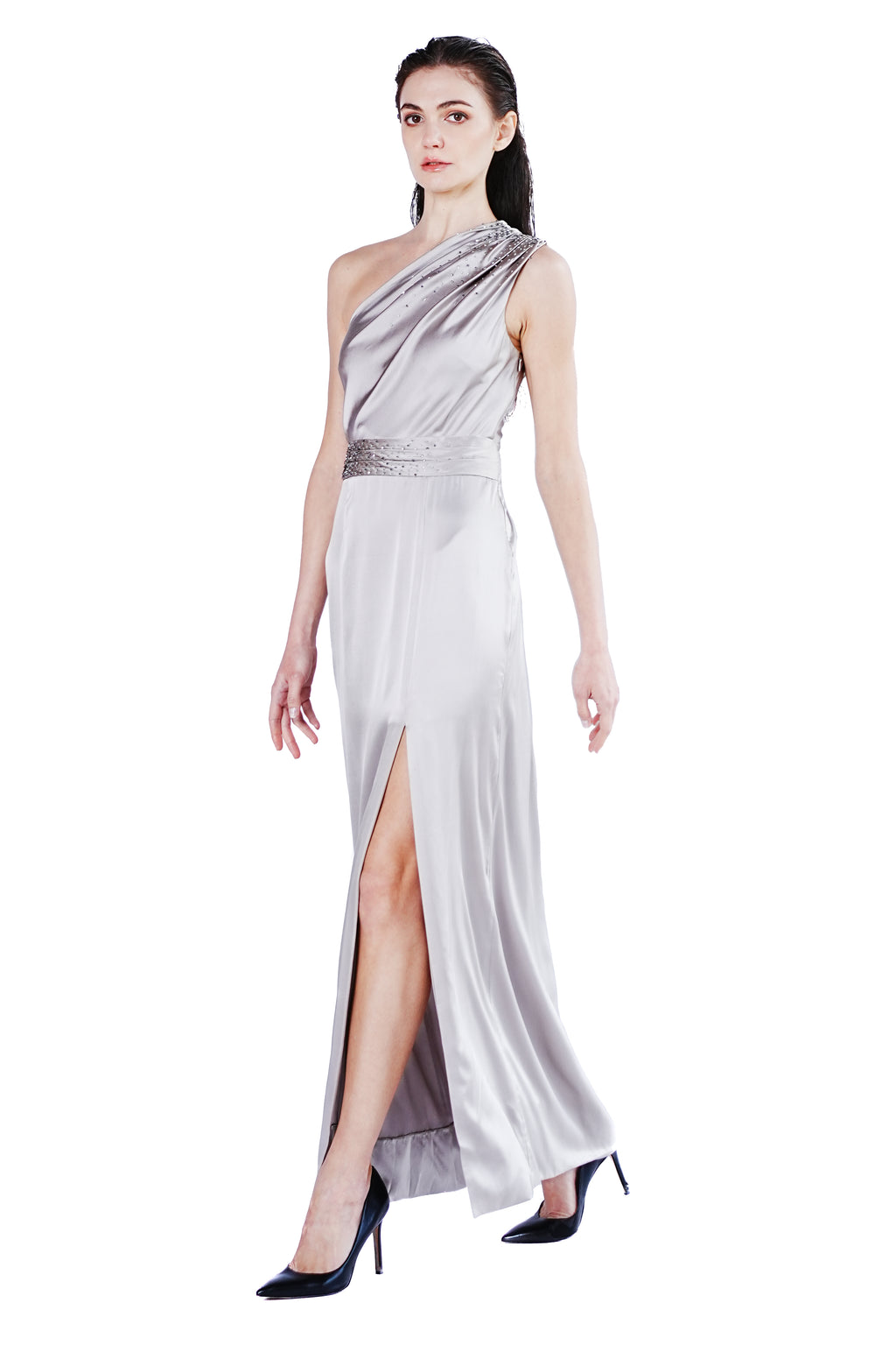 Voskaya One-shoulder Silk Charmeuse Gown