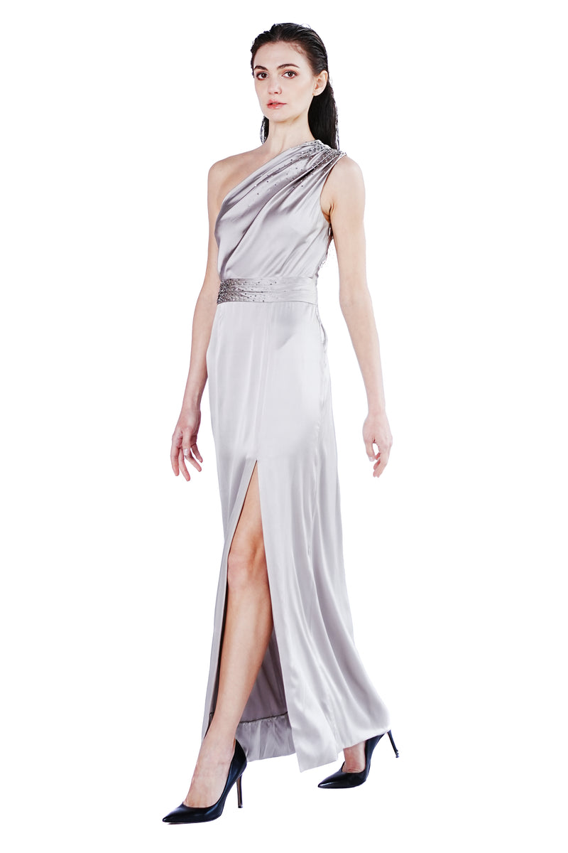 Voskaya One-shoulder Silk Charmeuse Gown