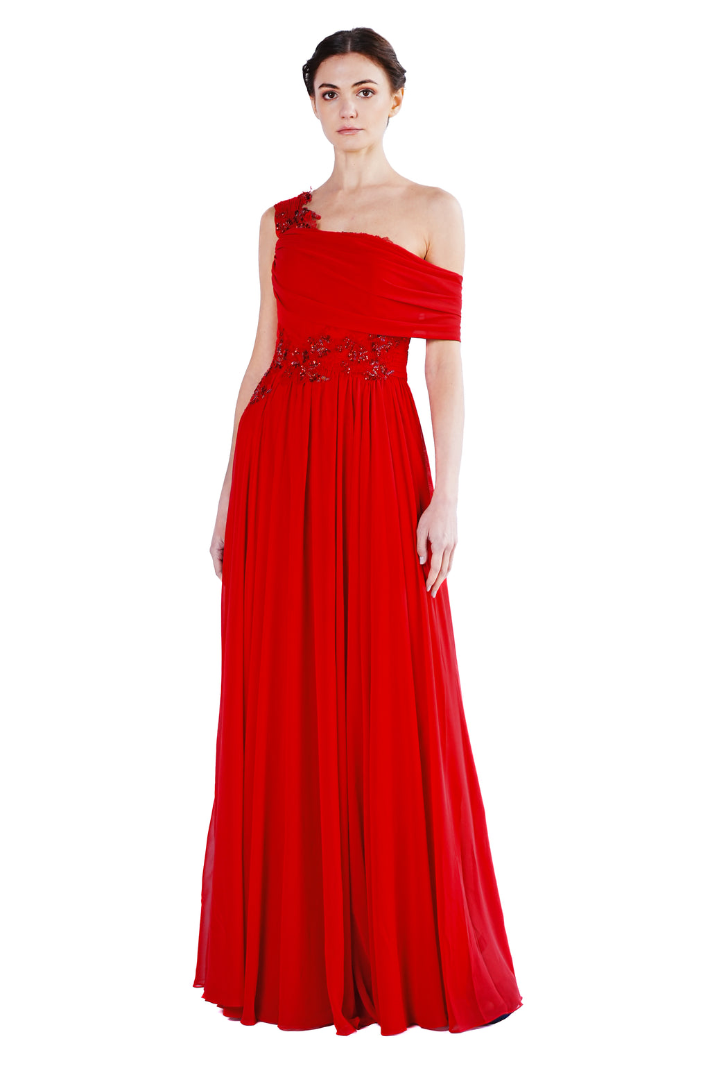 Bonita French Lace Embroidery Chiffon Gown
