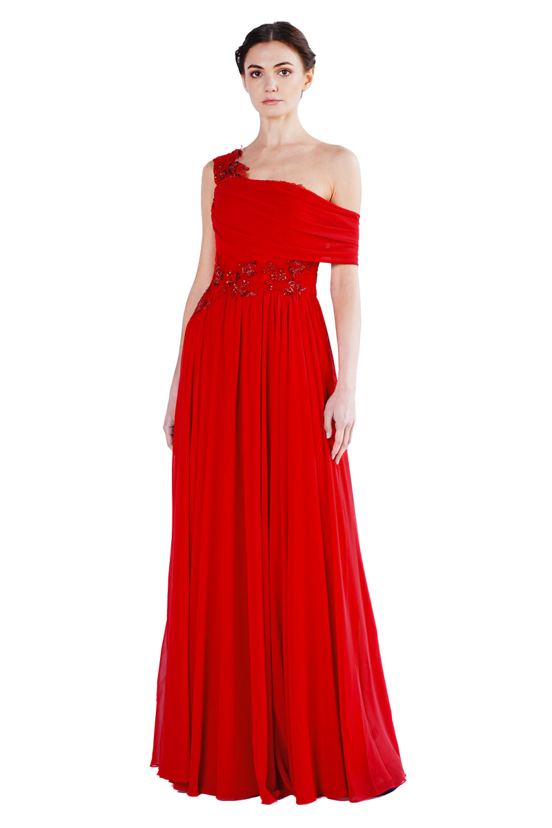 Bonita French Lace Embroidery Chiffon Gown