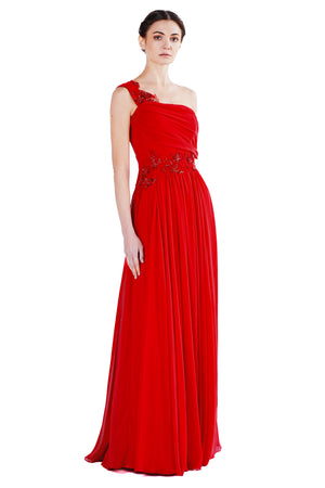 Bonita French Lace Embroidery Chiffon Gown