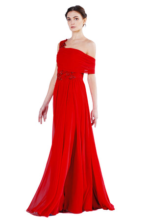 Bonita French Lace Embroidery Chiffon Gown