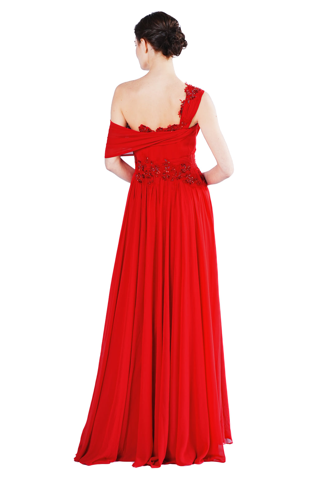 Bonita French Lace Embroidery Chiffon Gown
