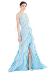 Julienne Multi-layer Chiffon Emb. Gown in Light Blue