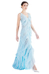Julienne Multi-layer Chiffon Emb. Gown in Light Blue