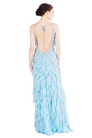 Julienne Multi-layer Chiffon Emb. Gown in Light Blue