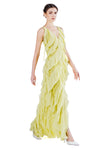 Julienne Multi-layer Chiffon Emb. Gown in Yellow