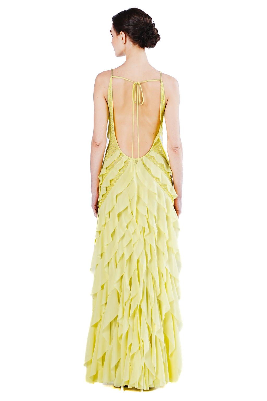 Julienne Multi-layer Chiffon Emb. Gown in Yellow