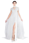 Marigold gown with lace embroidery cape