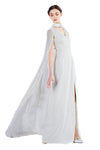 Marigold gown with lace embroidery cape