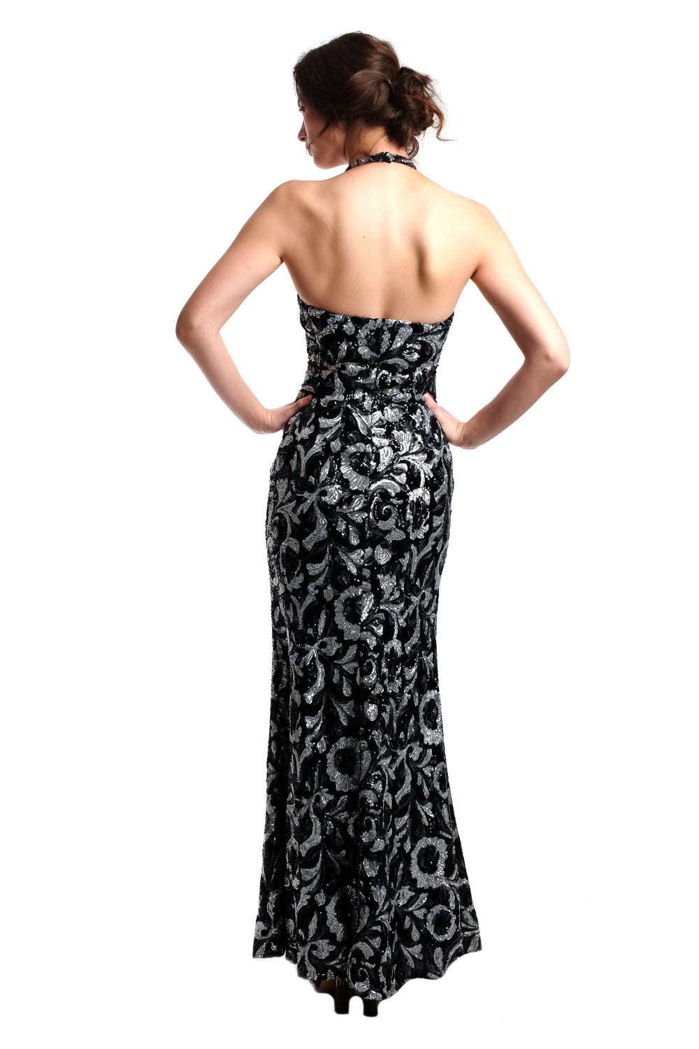Gianna Halter Sequins Embroidery Gown