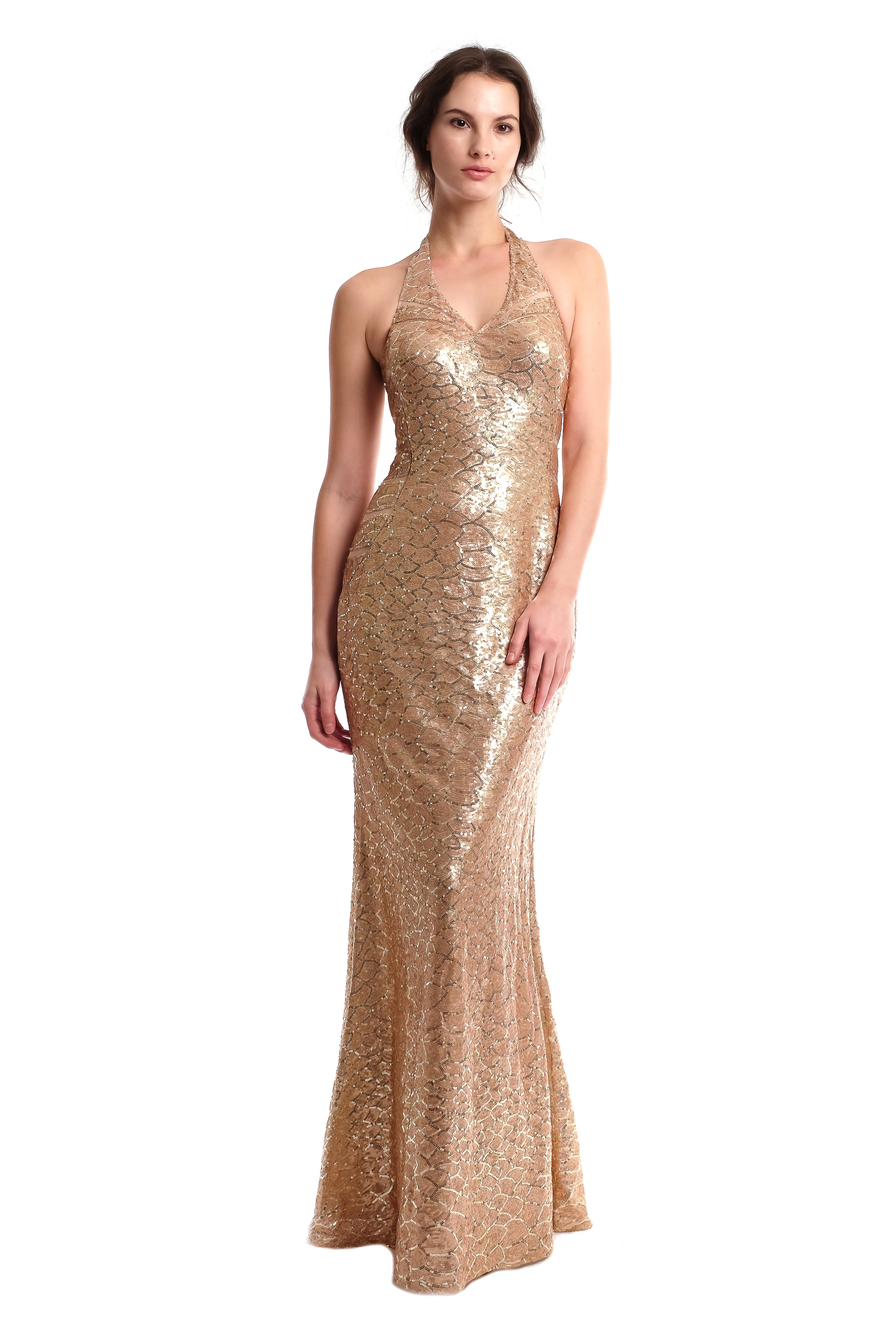 gianna halter maxi dress Gianna Rosette Halter Maxi Dress (Women)