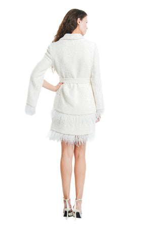 Staria Couture Tweed Jacket with Feather Trim