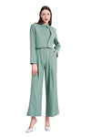 Xena Linen Cropped Jacket in Light Green