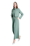 Xena Linen Cropped Jacket in Light Green