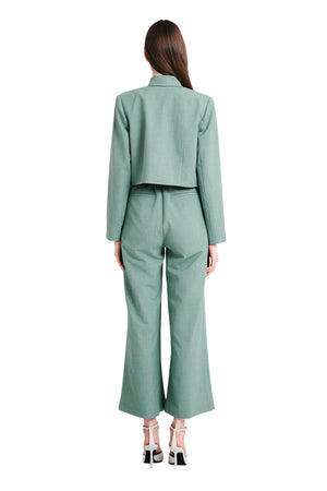 Xena Linen Cropped Jacket in Light Green