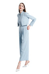 Xena Linen Cropped Jacket in Light Blue