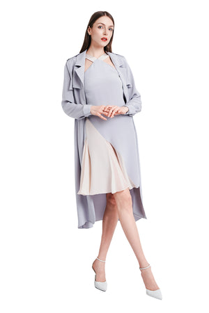 Sohila Silk Crepe Maxi Trench Coat