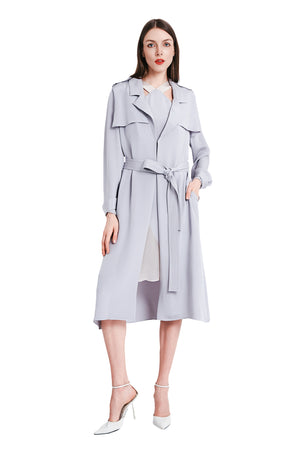 Sohila Silk Crepe Maxi Trench Coat