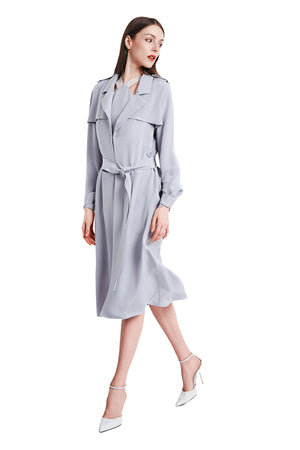 Sohila Silk Crepe Maxi Trench Coat