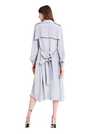 Sohila Silk Crepe Maxi Trench Coat