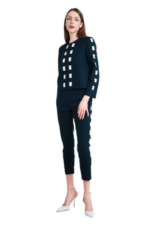 Cavon Ribbon Linen Jacket in Navy