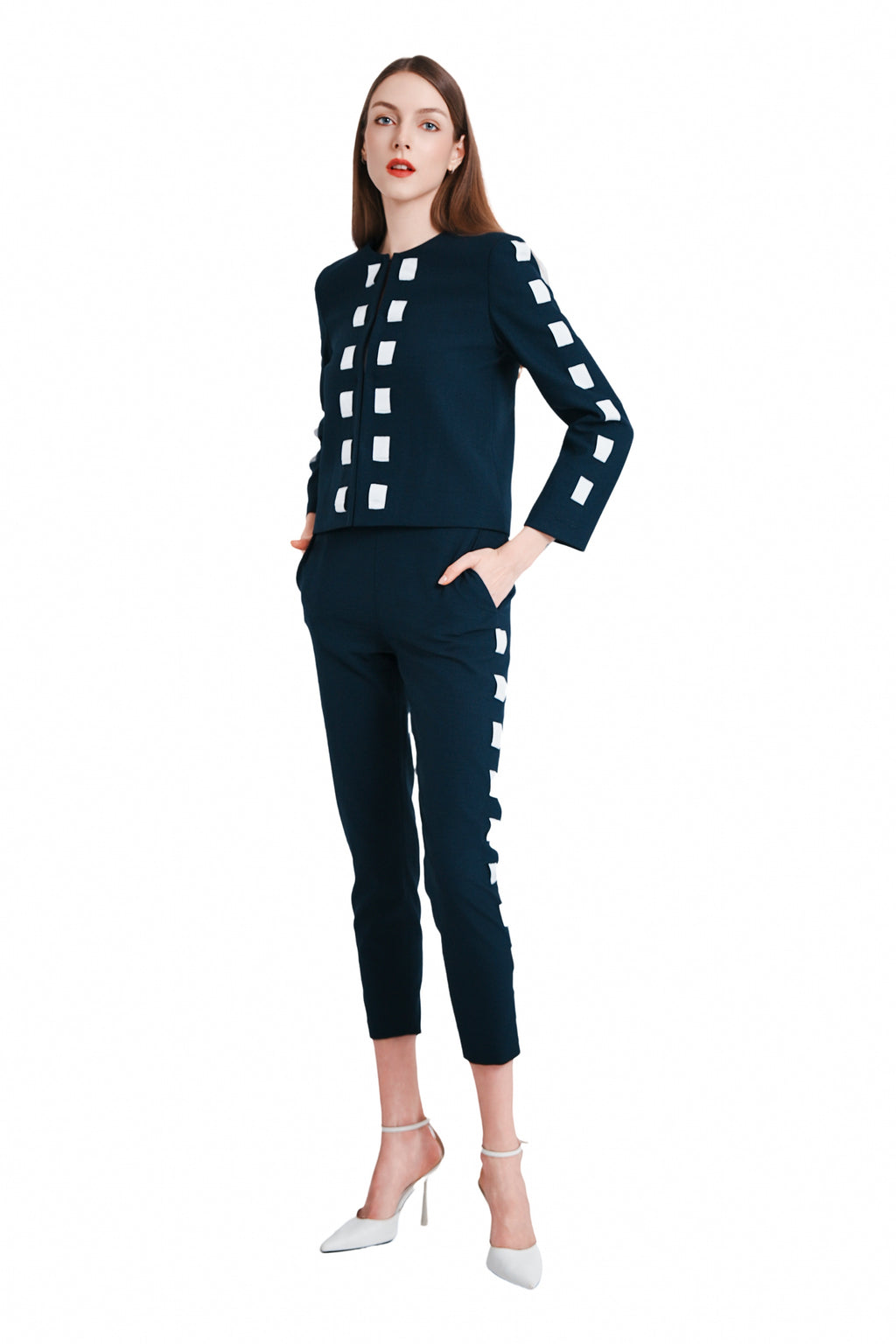 Cavon Ribbon Linen Jacket in Navy