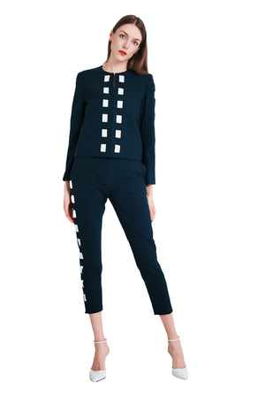 Cavon Ribbon Linen Jacket in Navy