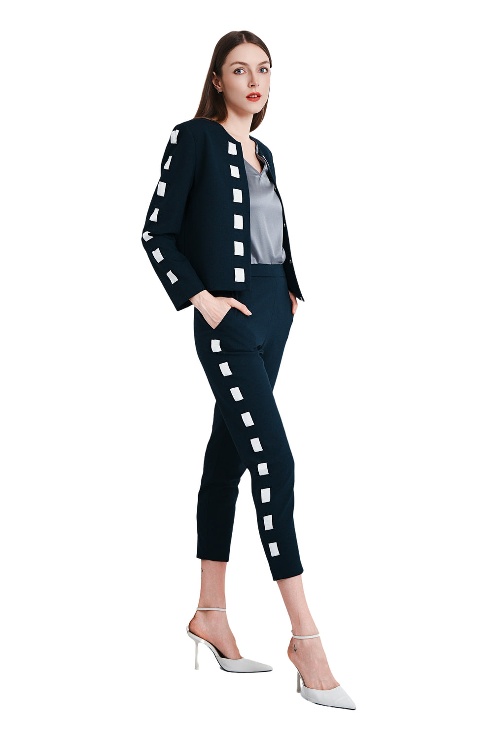 Cavon Ribbon Linen Jacket in Navy