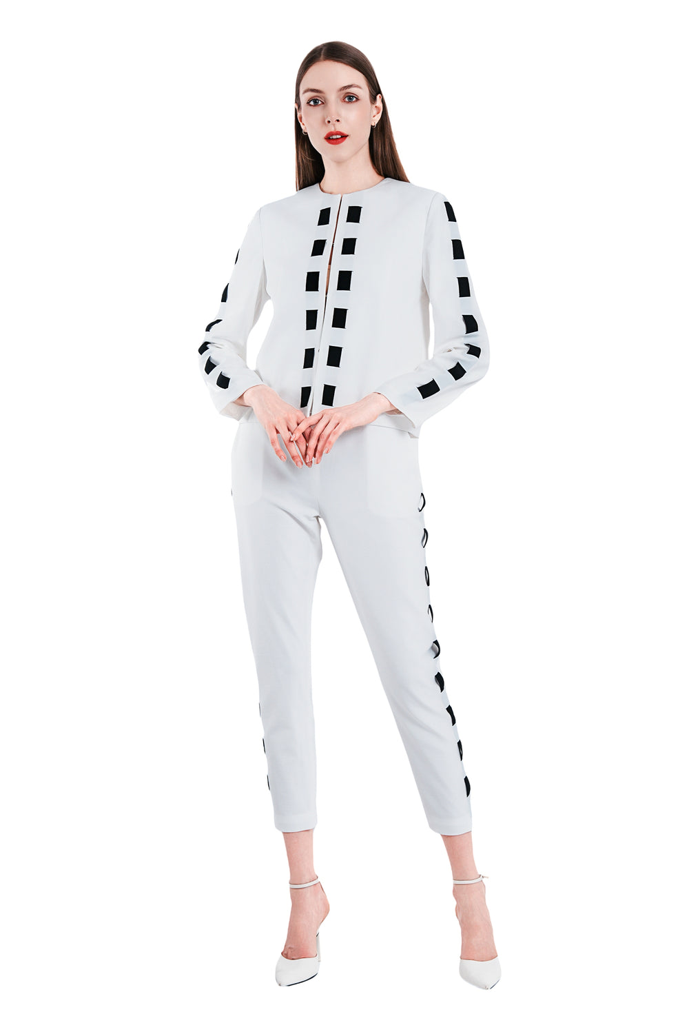 Cavon Ribbon Linen Jacket in White