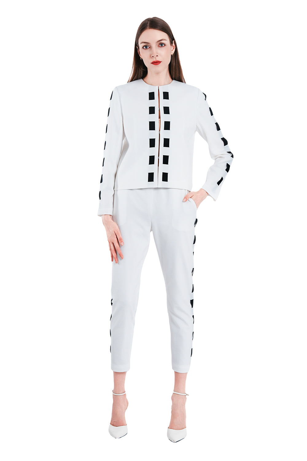 Cavon Ribbon Linen Jacket in White