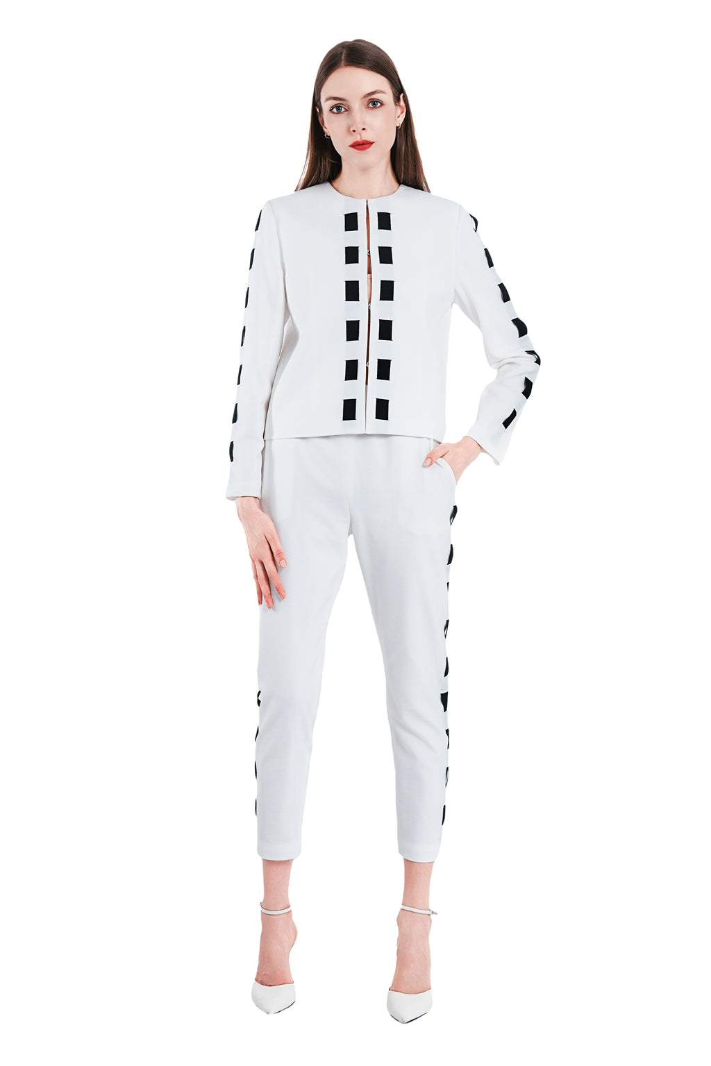 Cavon Ribbon Linen Jacket in White