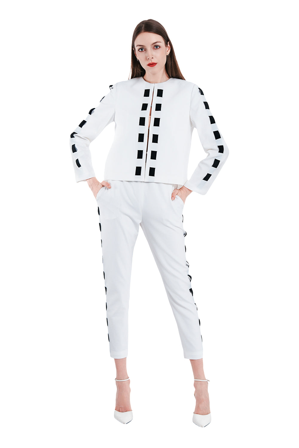 Cavon Ribbon Linen Jacket in White