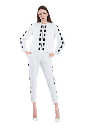 Cavon Ribbon Linen Jacket in White