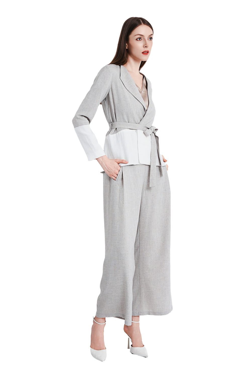 Zola Open Neck Linen Wrap Jacket