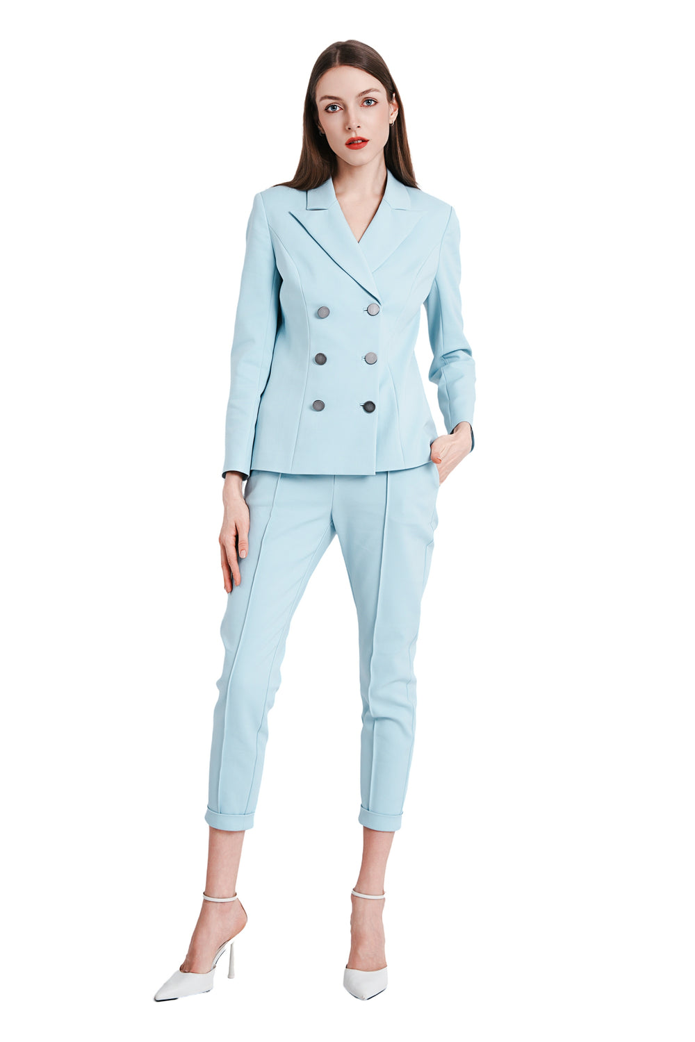 Jadina Double Breasted Blazer in Light Blue