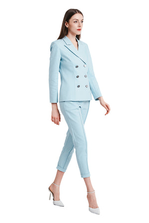 Jadina Double Breasted Blazer in Light Blue