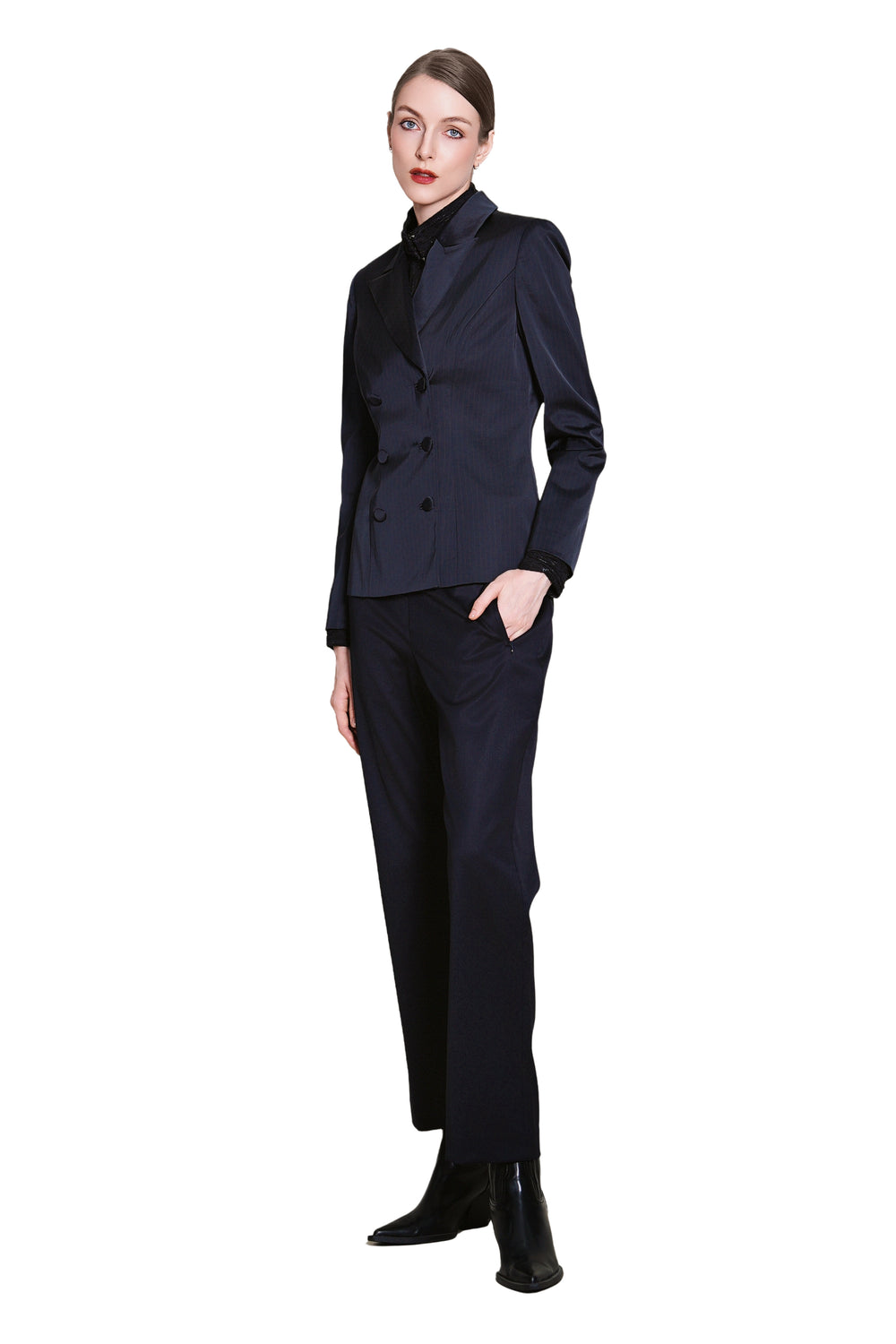 Kannes Luxe Wool Suiting Straight Legged Trousers