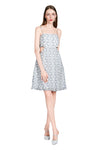 Renia Cutout Dress in Metallic Chiffon Burnout