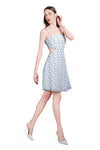 Renia Cutout Dress in Metallic Chiffon Burnout