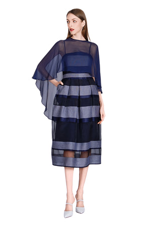 Rosita Silk Organza Dress with Chiffon Cape