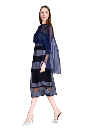 Rosita Silk Organza Dress with Chiffon Cape