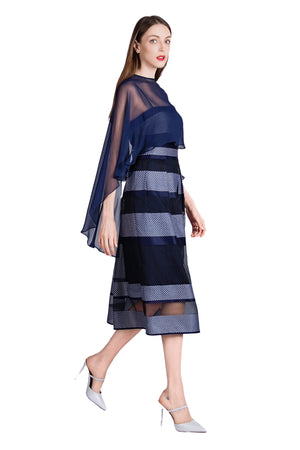 Rosita Silk Organza Dress with Chiffon Cape