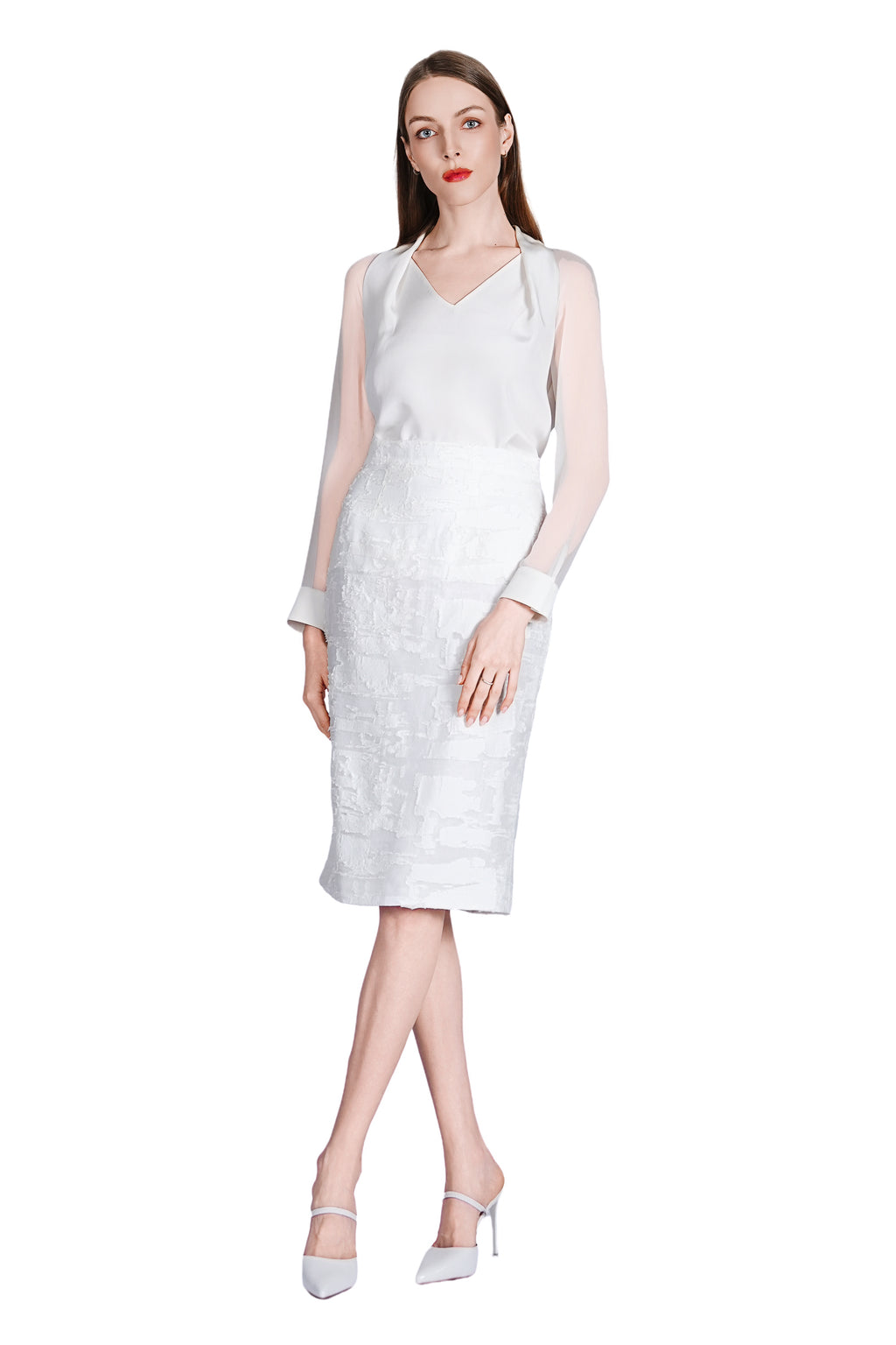 Josi Organza Burnout Pencil Skirt