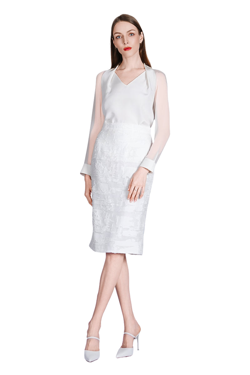 Josi Organza Burnout Pencil Skirt