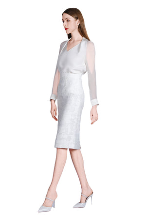 Josi Organza Burnout Pencil Skirt